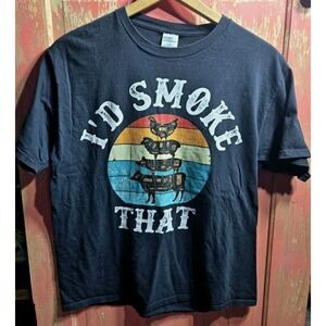 Retro T-shirt BBQ Party Smoker Chef Dad Gift I'd Smoke That Funny Unisex Large